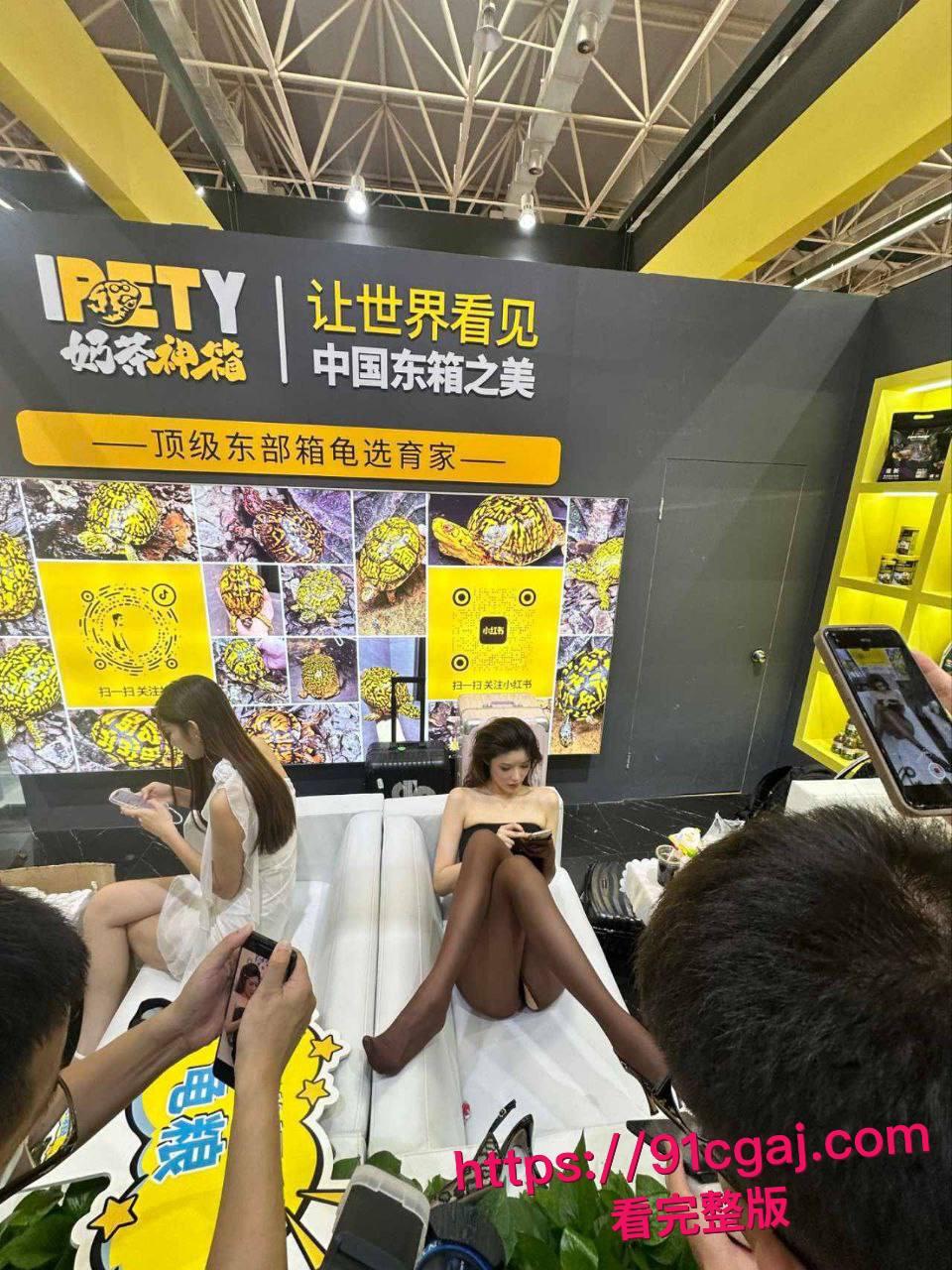 现在连卖乌龟都要请模特？广东佛山顺德龟展黑丝妹子扭腰甩臀勾魂，主办方慌张轰走这场肉欲大趴体 #世界名龟展模特派对揭秘 #网红高颜女神龟展暴露  #网红擦边 #龟友-3